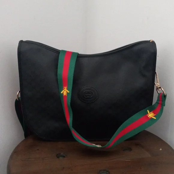 Authentic Vintage Gucci Interlocking GG Monogram Micro Guccissima Web Hobo Bag - Picture 2 of 10